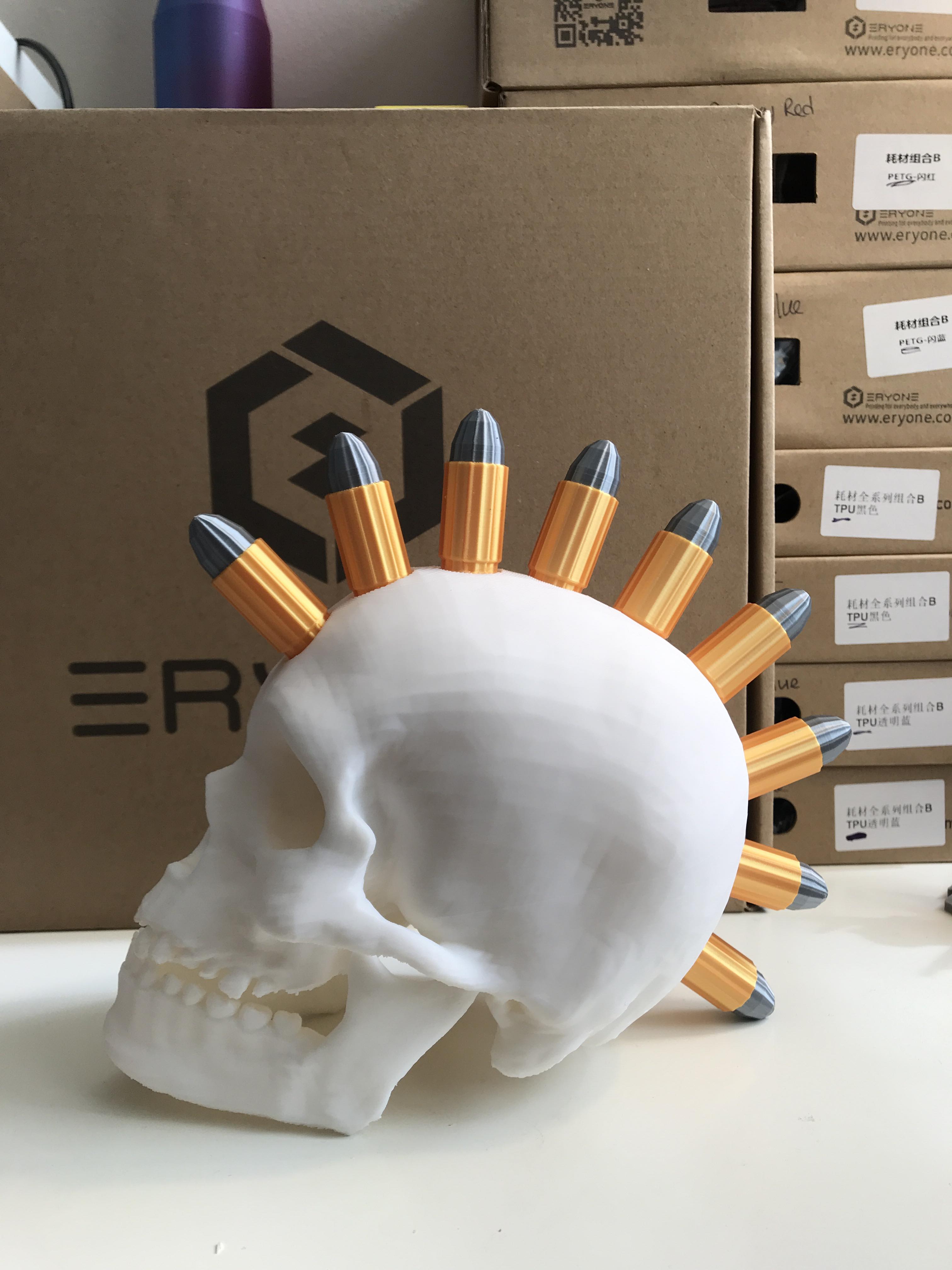 Human skull bullet punk
