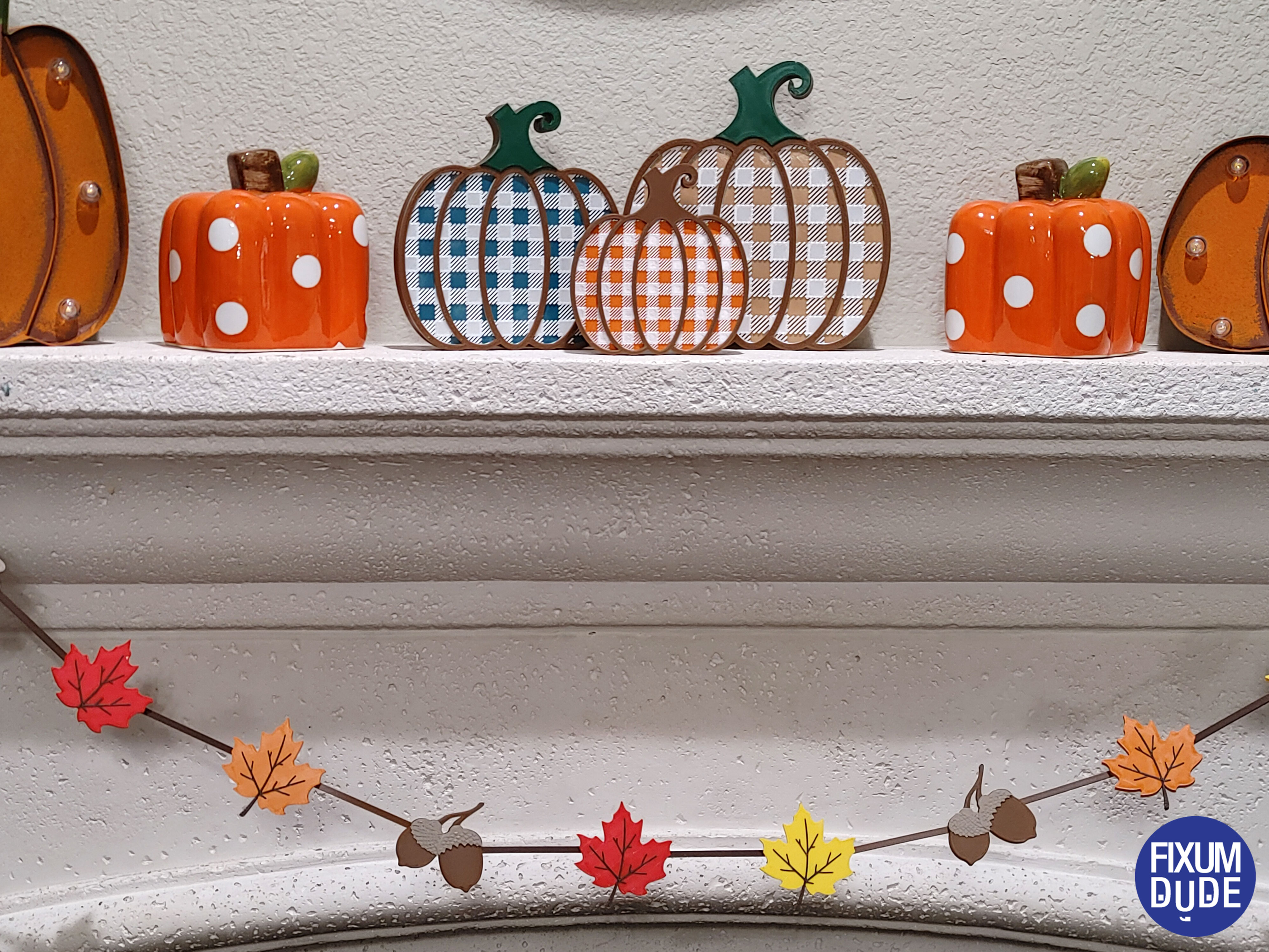 Gingham Pattern Fall Pumpkin Decorations — miniatura 2