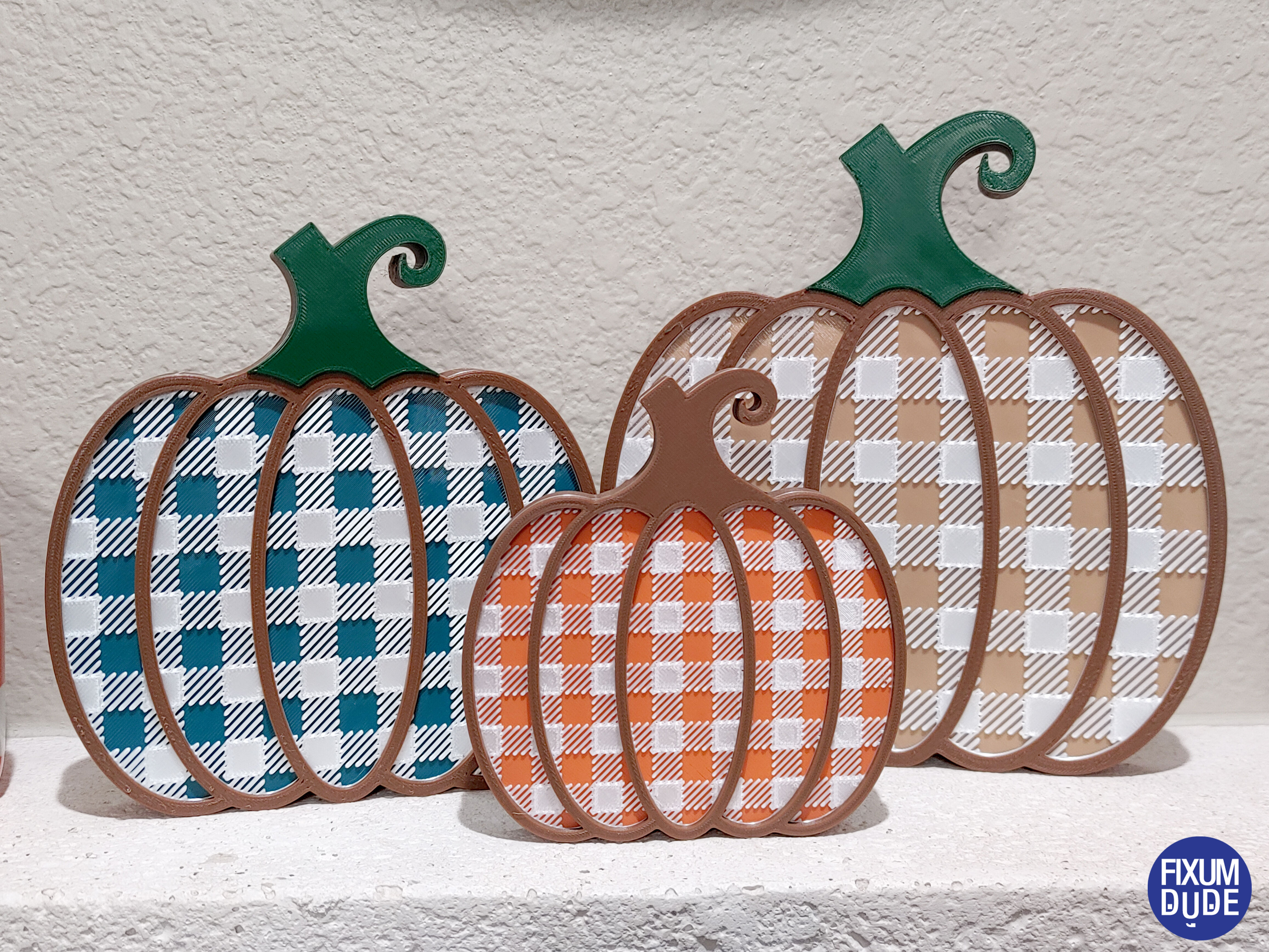 Gingham Pattern Fall Pumpkin Decorations — miniatura 5