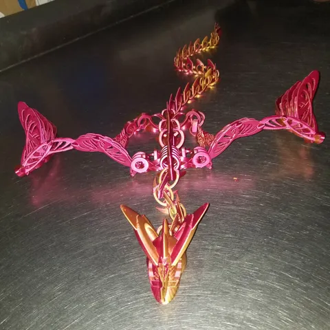 Shakaworld3D Articulated Long neck Bone Link Winged Dragon