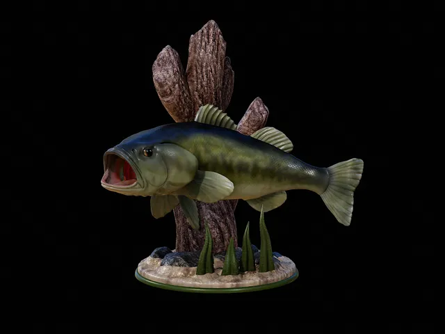 Largemouth Bass Trophy with Natural Base – Design 3