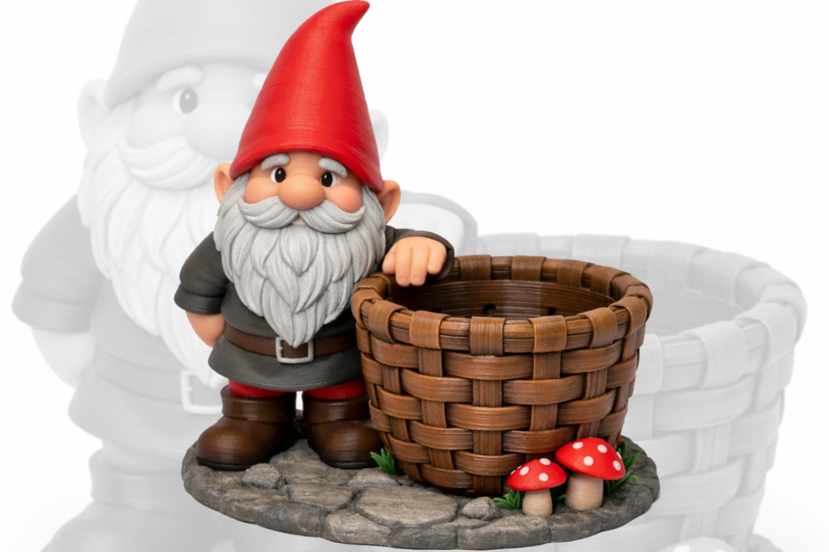 Garden Gnome Basket Planter