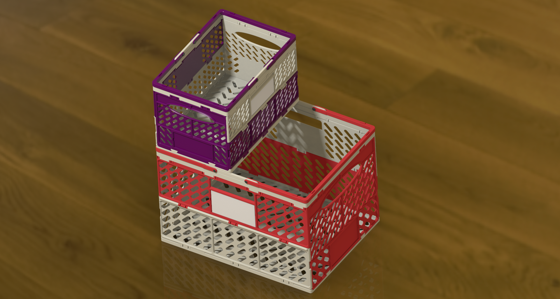 Miniatura 12 do modelo 3D Foldable crate, stackable, with handle and customizable label