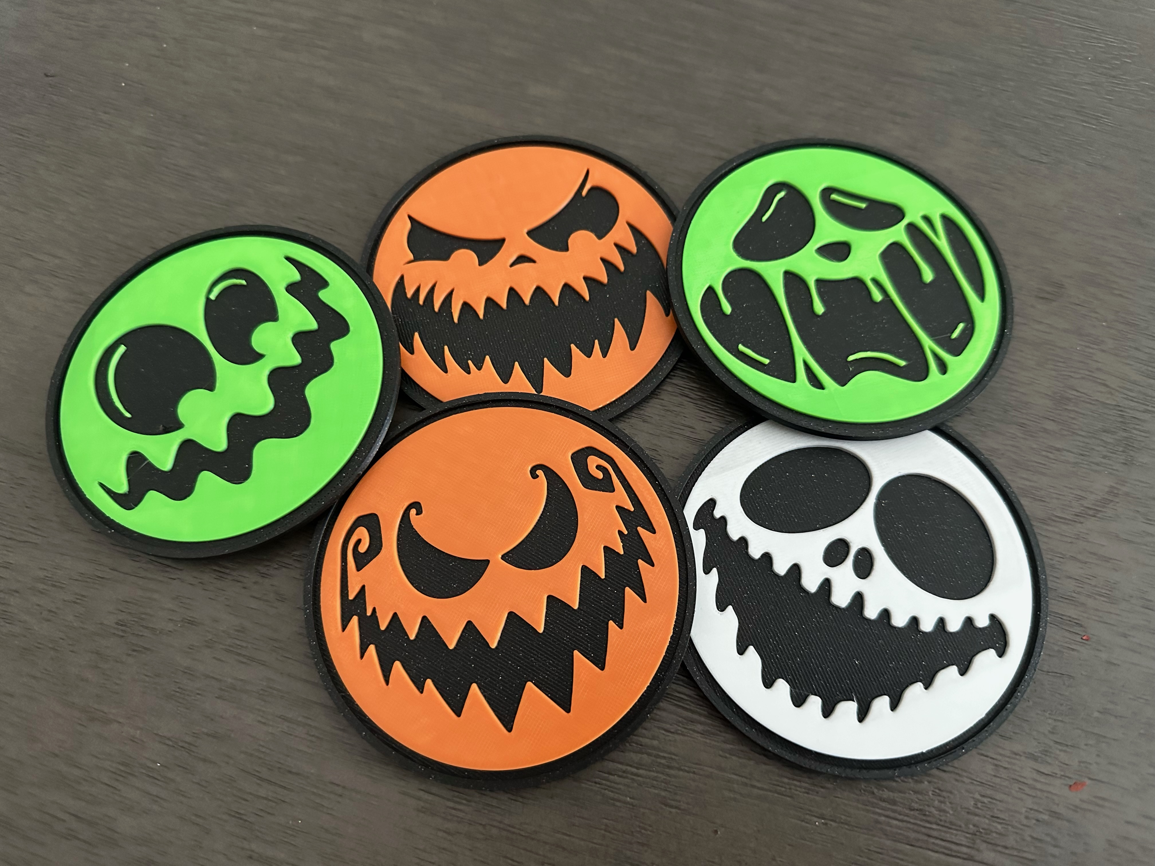 Halloween Coasters with Scary Pumpkin Faces