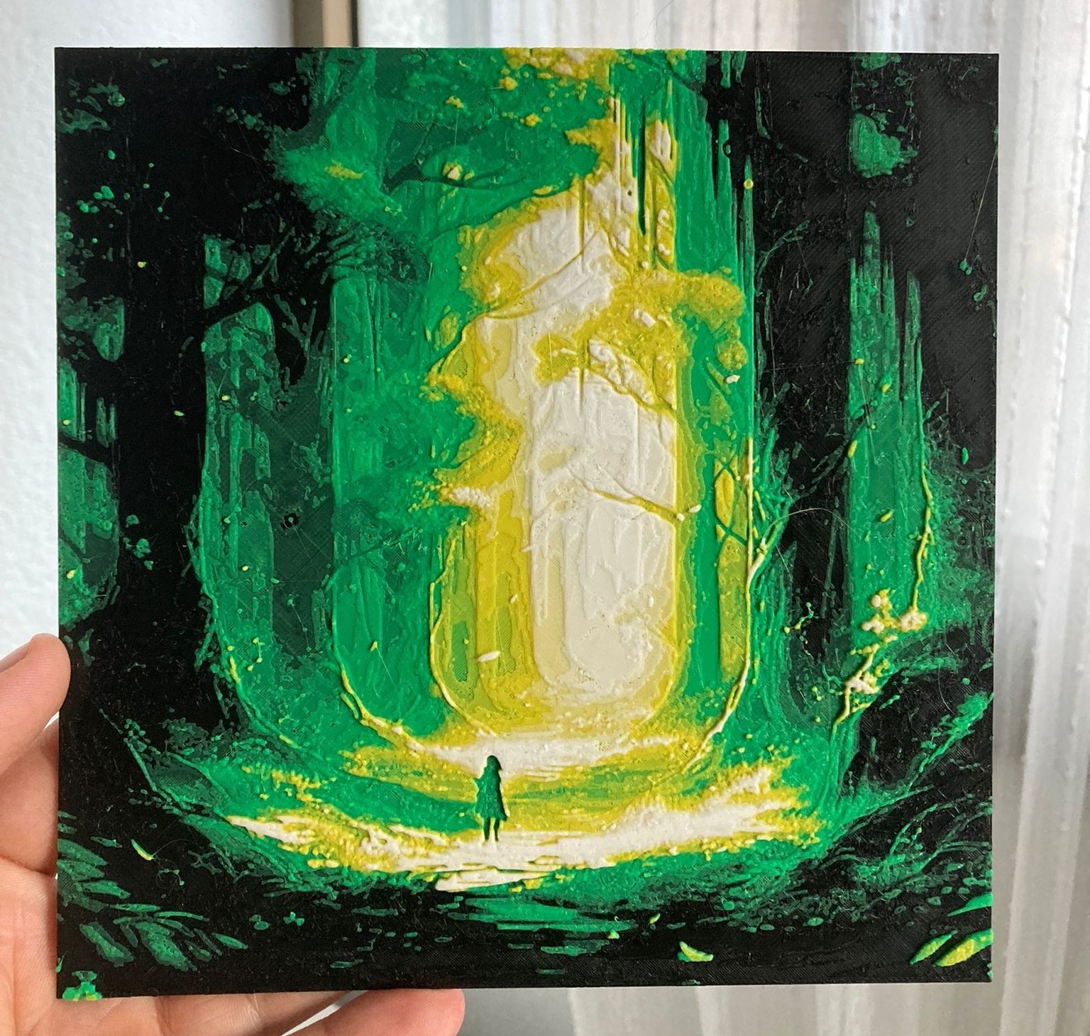 Hueforge girl in the forest
