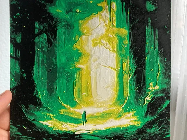 Hueforge girl in the forest
