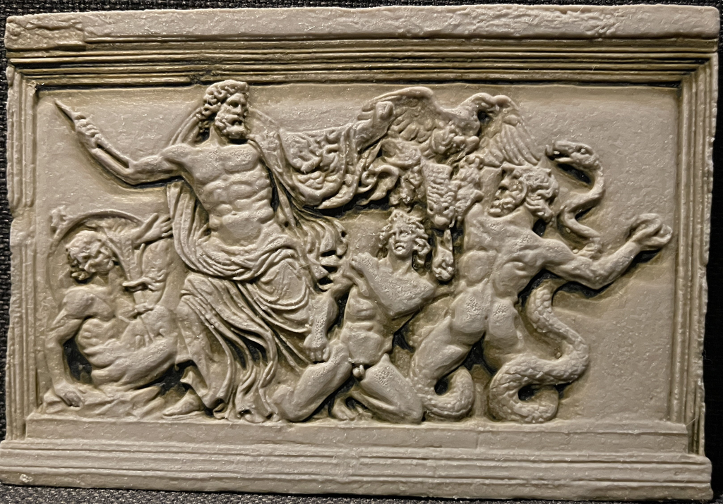 Zeus and the Giants (Stone Carving) - Hueforge Print