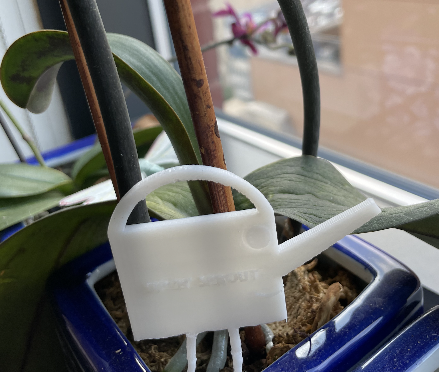 Happy Watering Can with "Sip 'N' Sprout" Plant Support