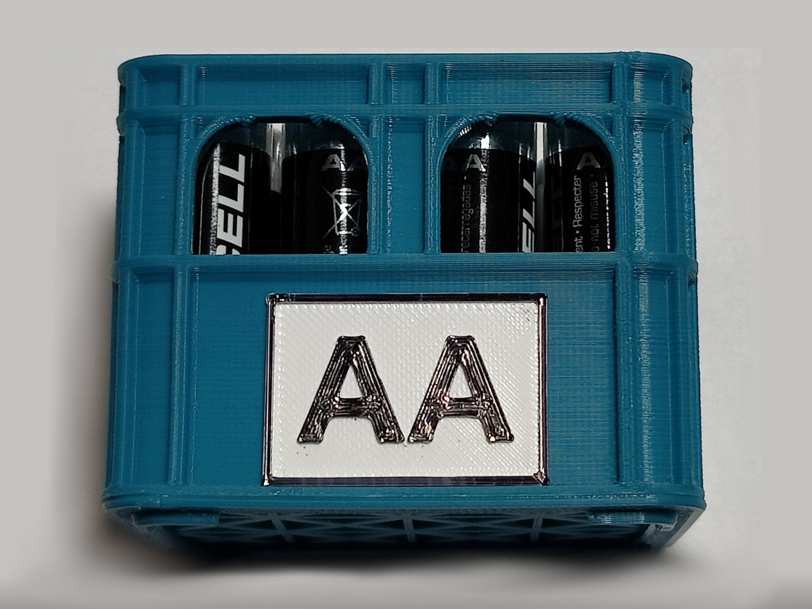 AA sign for stackable battery beer crate