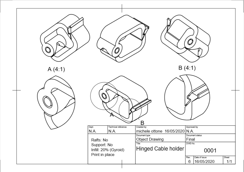Miniatura 9 do modelo 3D Hinged Cable Holder