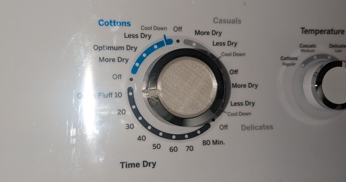 GE Dryer Control Knob by CapeAero Download free STL model