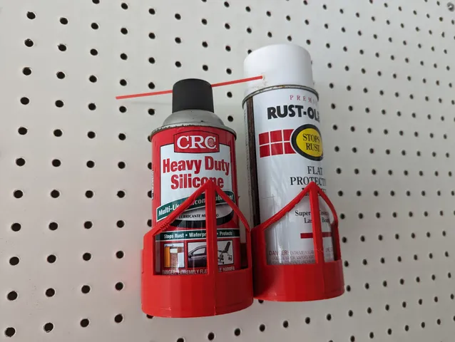 Peg board spray paint can holder