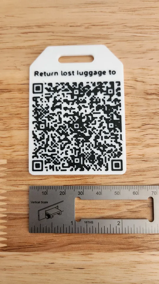 Small QR luggage tag (up to 119 characters) OpenSCAD by DP design
