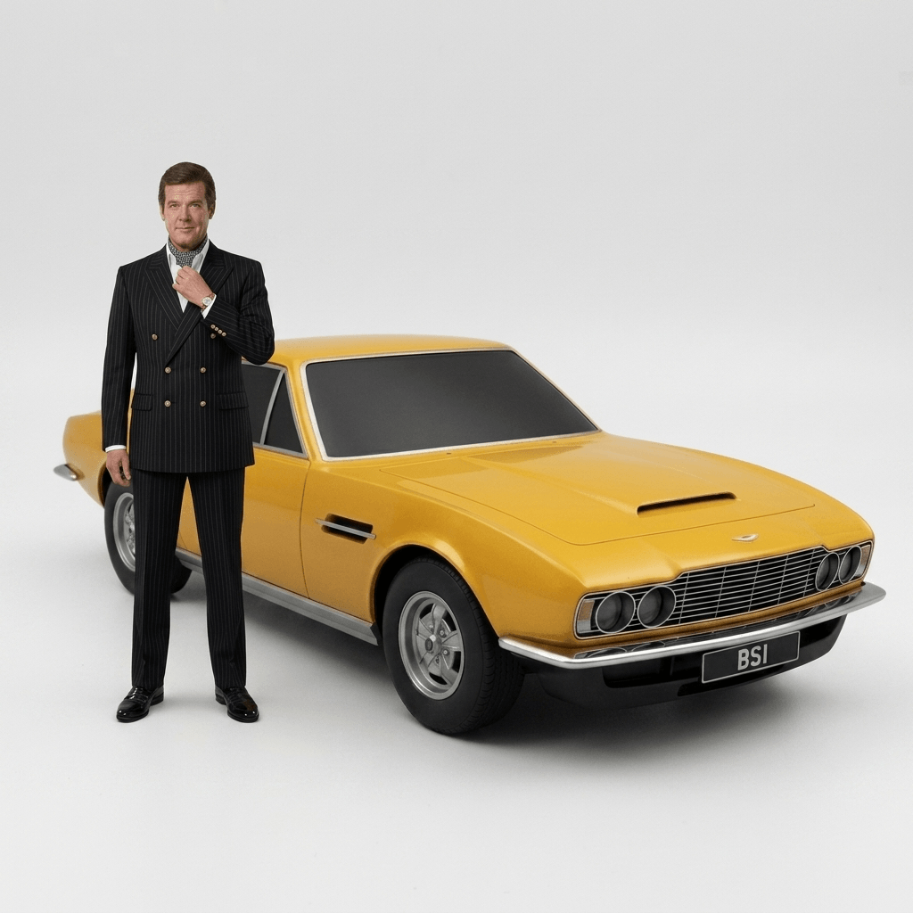 The Persuaders-Lord Brett Sinclair-Roger Moore with Aston Martin DBS - 1971