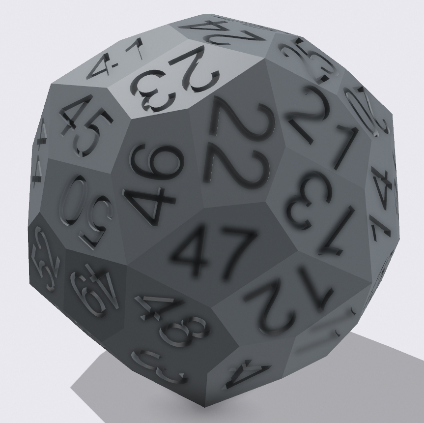 A dice with 60 faces