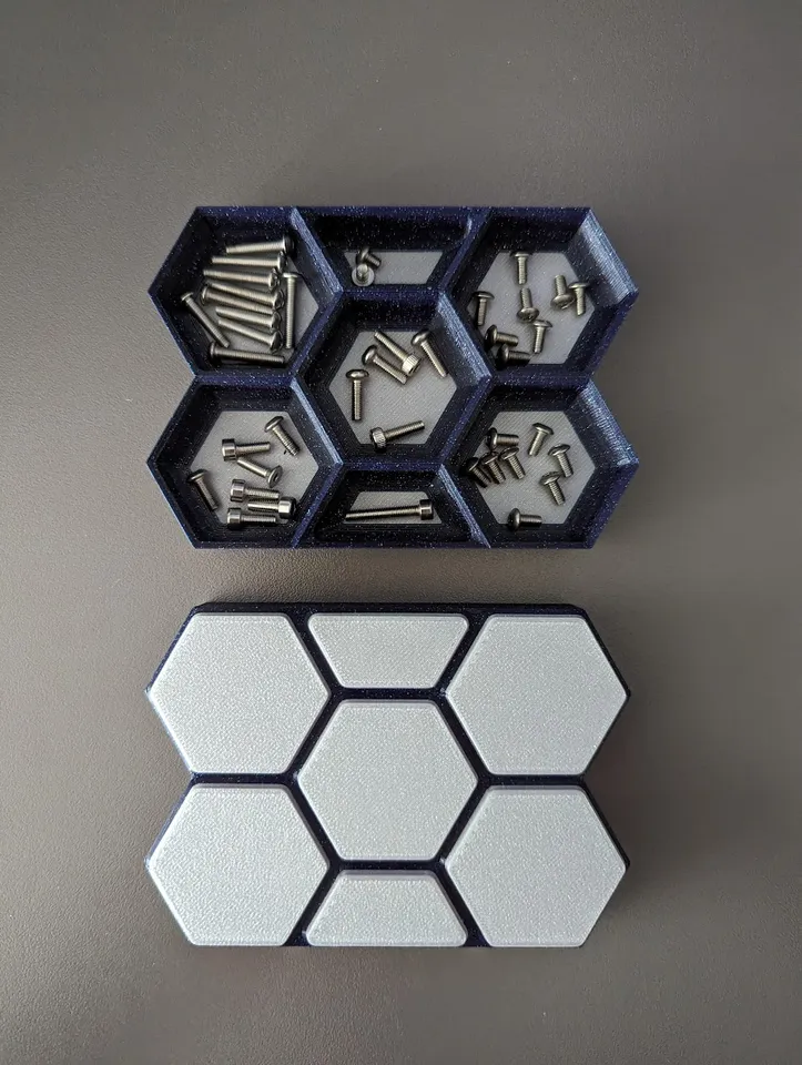 Hex Parts Tray (Stackable) by Squirrelbrain, Download free STL model