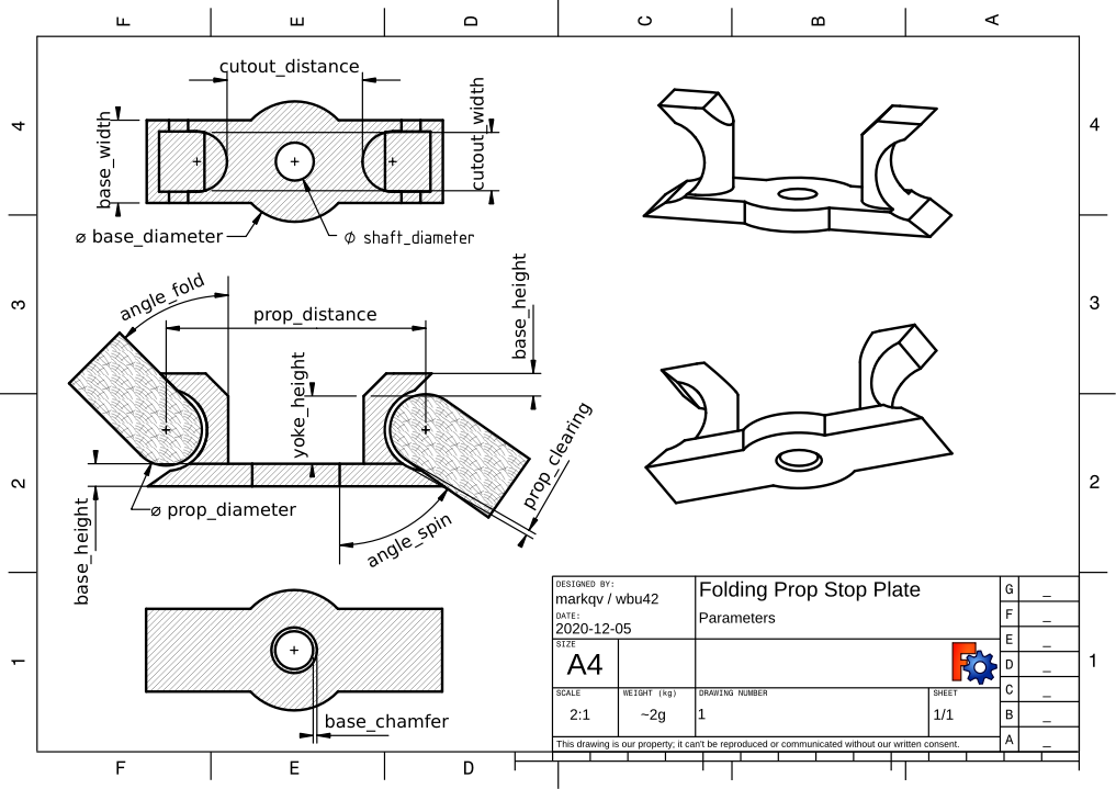 Parametric Folding Prop Stop Insert