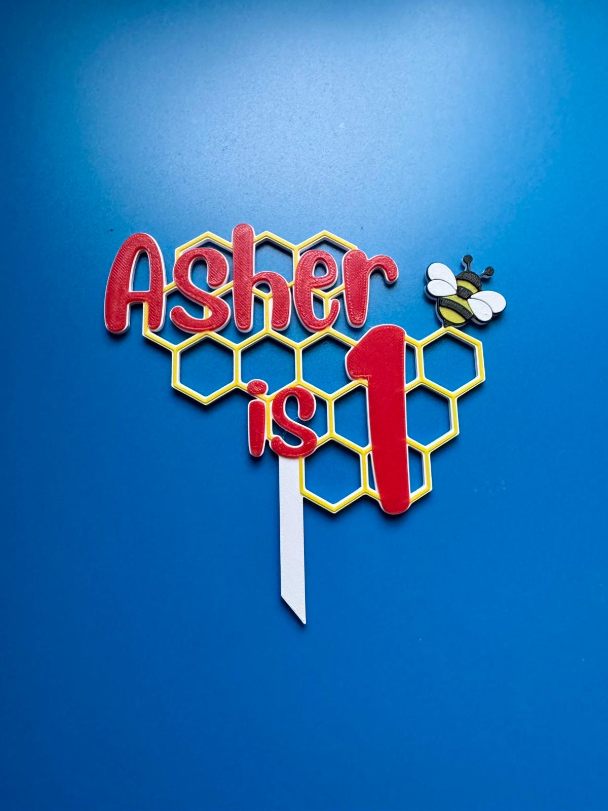 Cake Topper Asher is 1 Bumblebee inspired