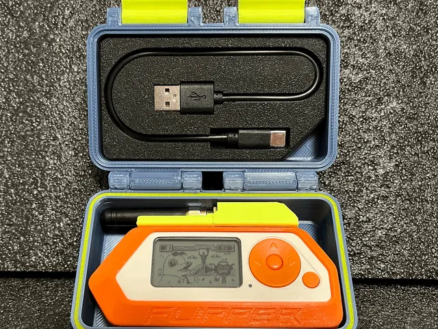 Flipper Zero container with accessories