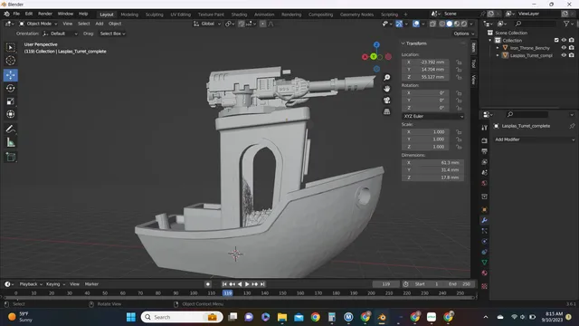 benchy with a laser canon