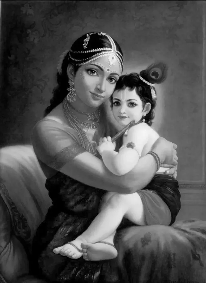 How to draw Baby Krishna And Yashoda maiya - Krishna Janmashtami - YouTube