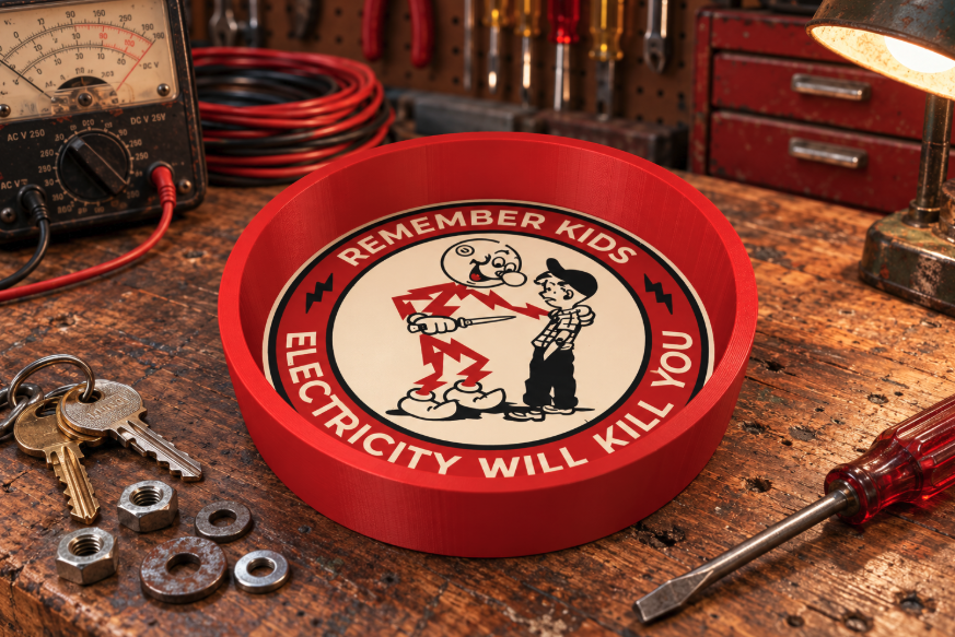 Remember Kids: Electricity Will Kill You – Retro Catch-All Tray