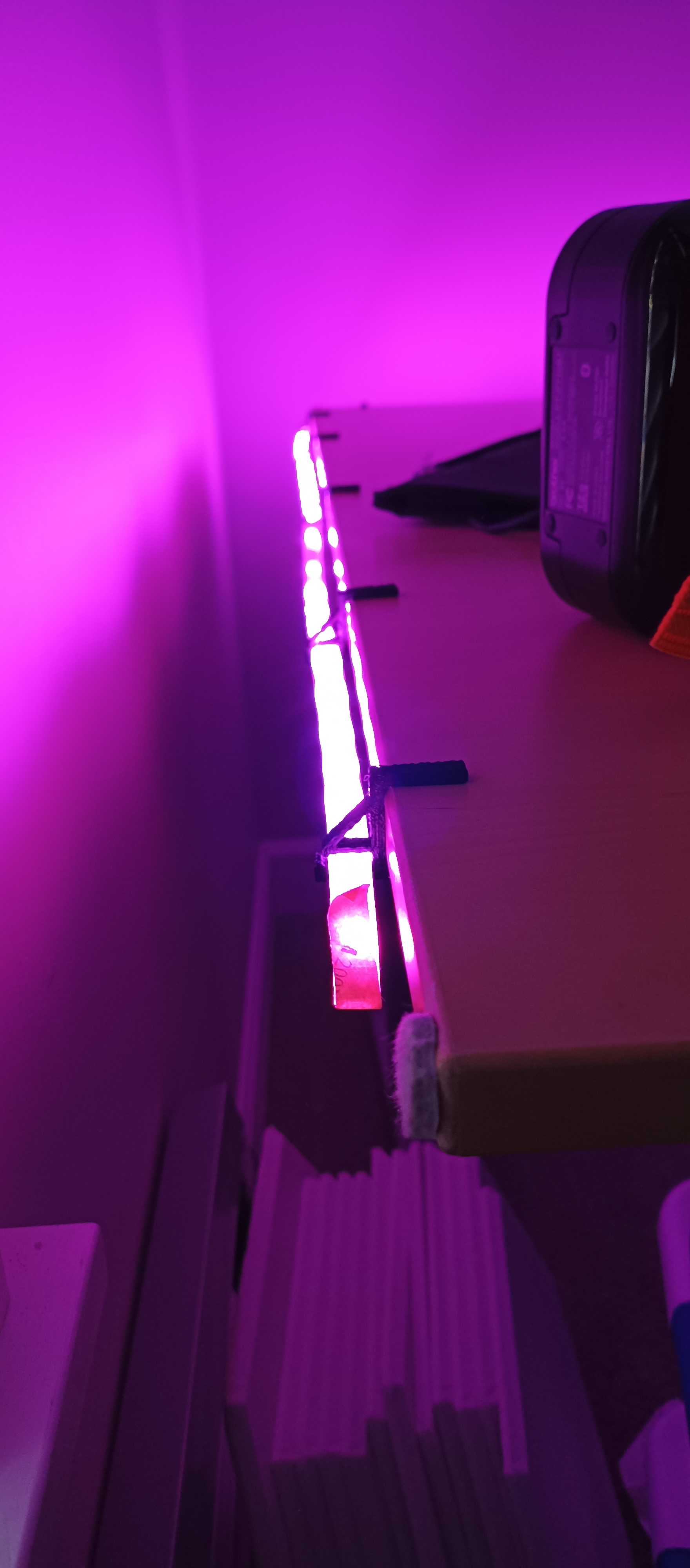 LED strip mount clip for 20mm desk (e.g. Ikea Galant)
