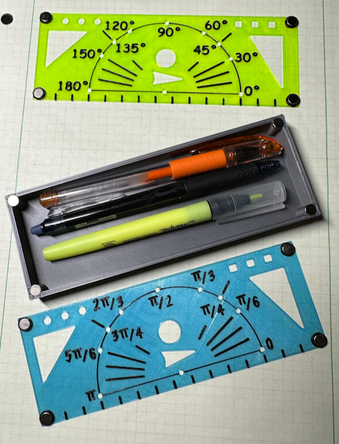 Pen/Pencil Case with Magnetic Ruler Lid