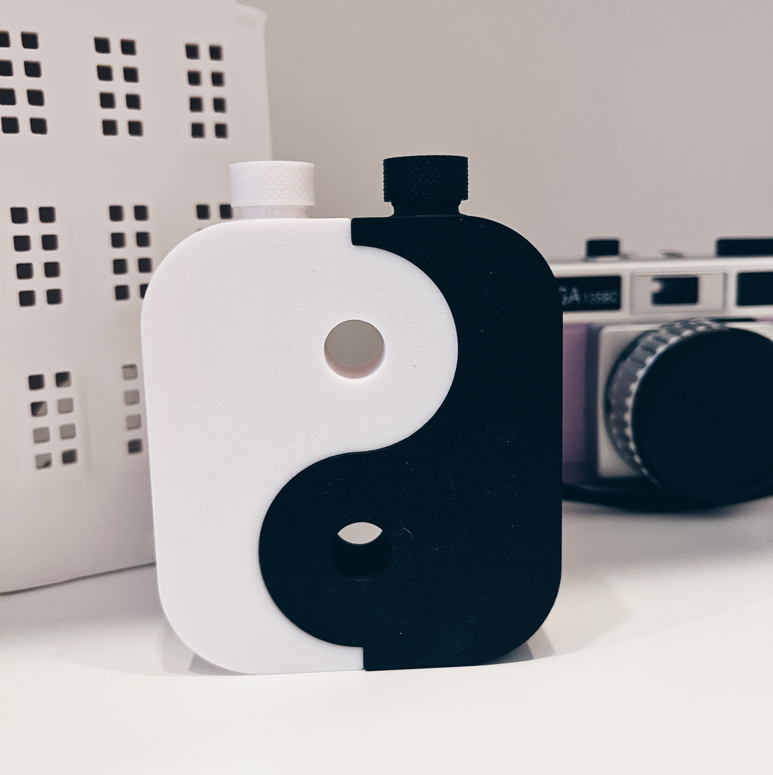 Yin Yang thin travel bottles with cap (shampoo/conditioner)