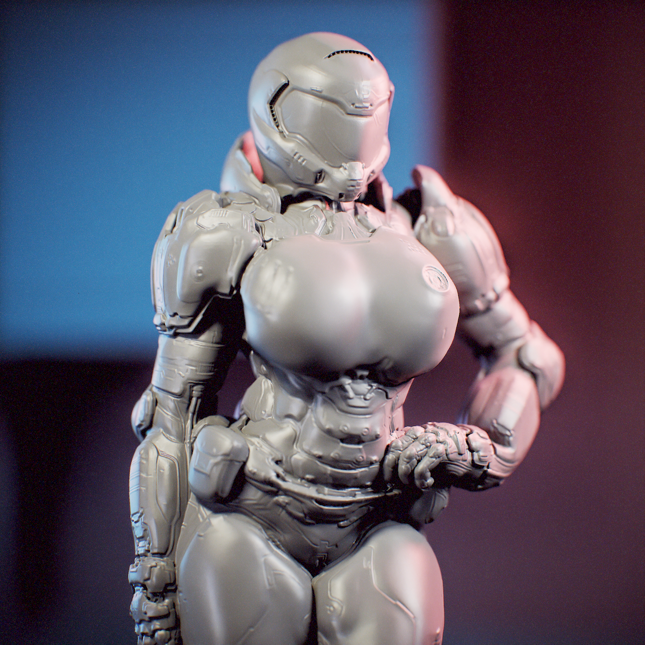 Slayer Girl from Doom - "The Dark Ages" - Unique Design -Slayer Chica de Doom «The Dark Ages» - Mujer Doom Chibi Designs - Impresión por partes