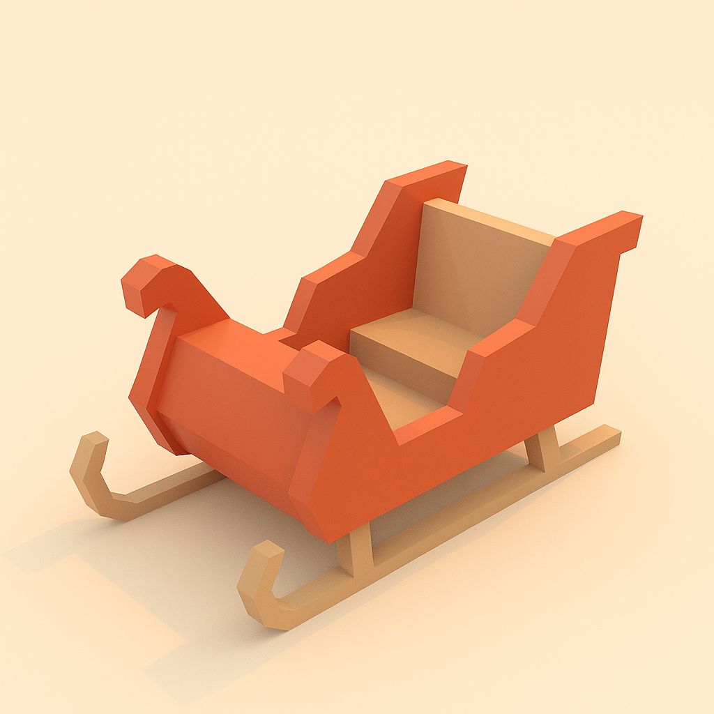 Low Poly Sleigh 3D Model