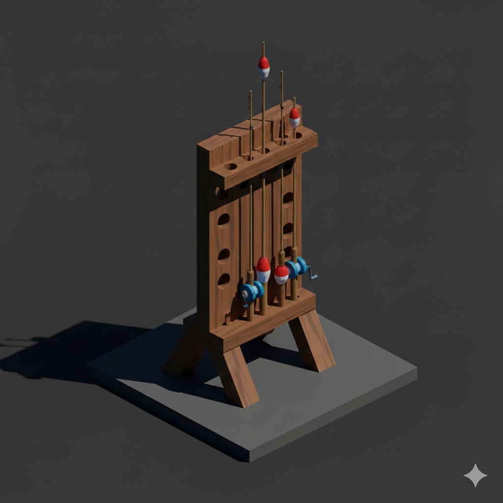 Low Poly Fishing Rod Stand