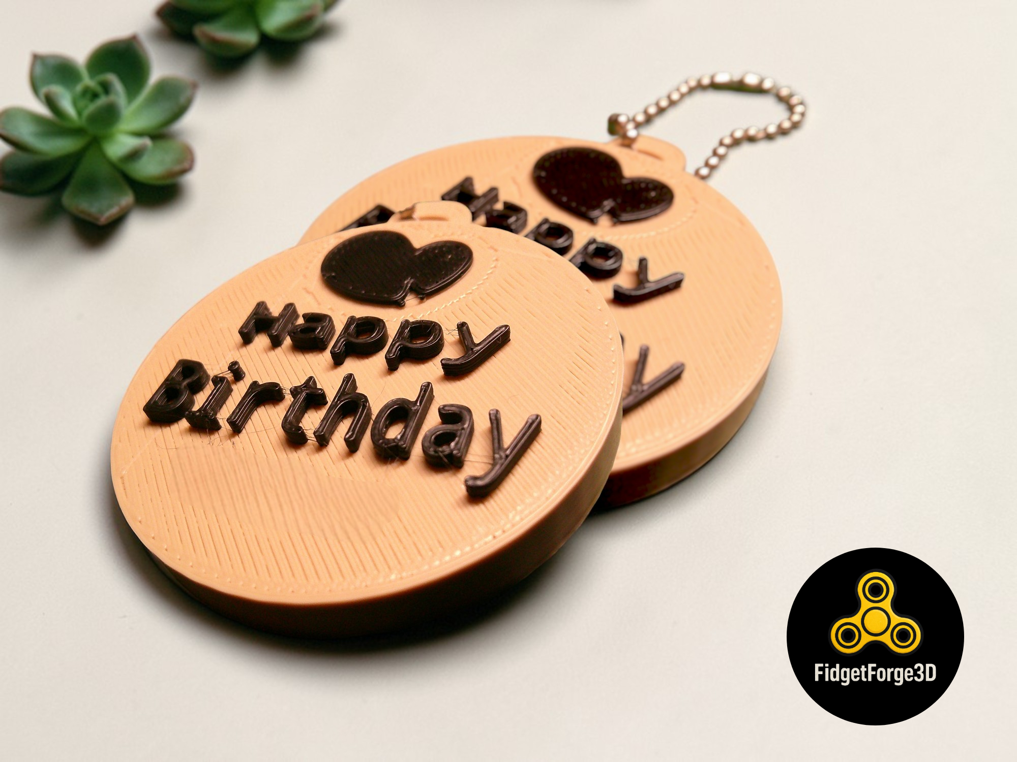 Happy Birthday Keychain - Easy Filament Swap; Quick Print