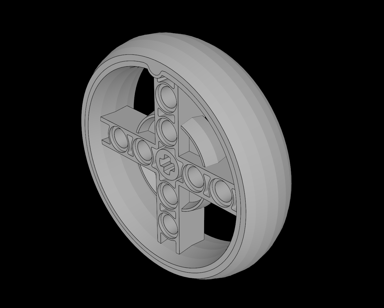 Lego Compatible (39367.dat) Wheel 14 x 48 with 4 Spokes with Integral Tire
