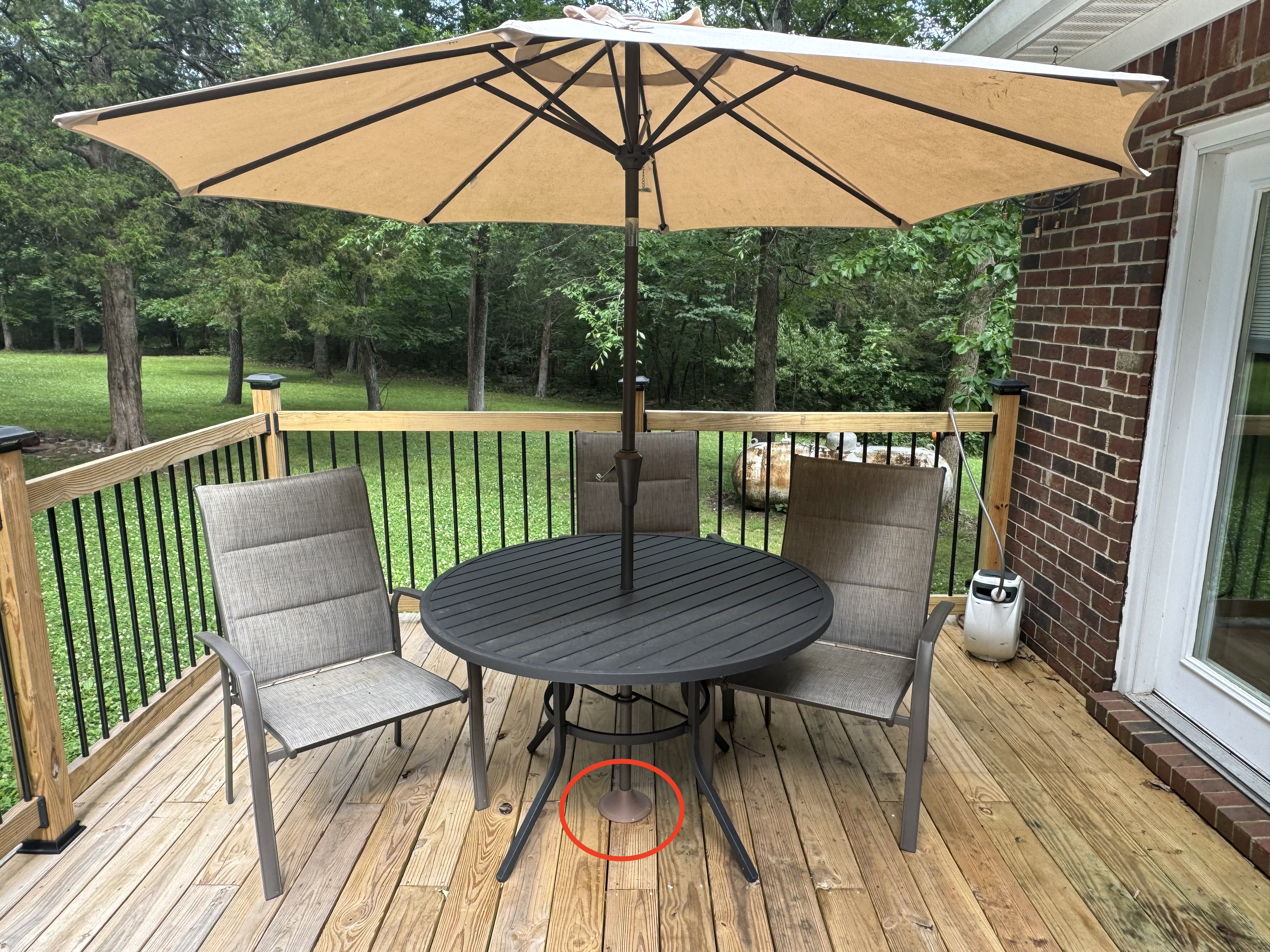 Patio Umbrella Deck Protector - Snug Fit on Pole, Prevents Wood Damage