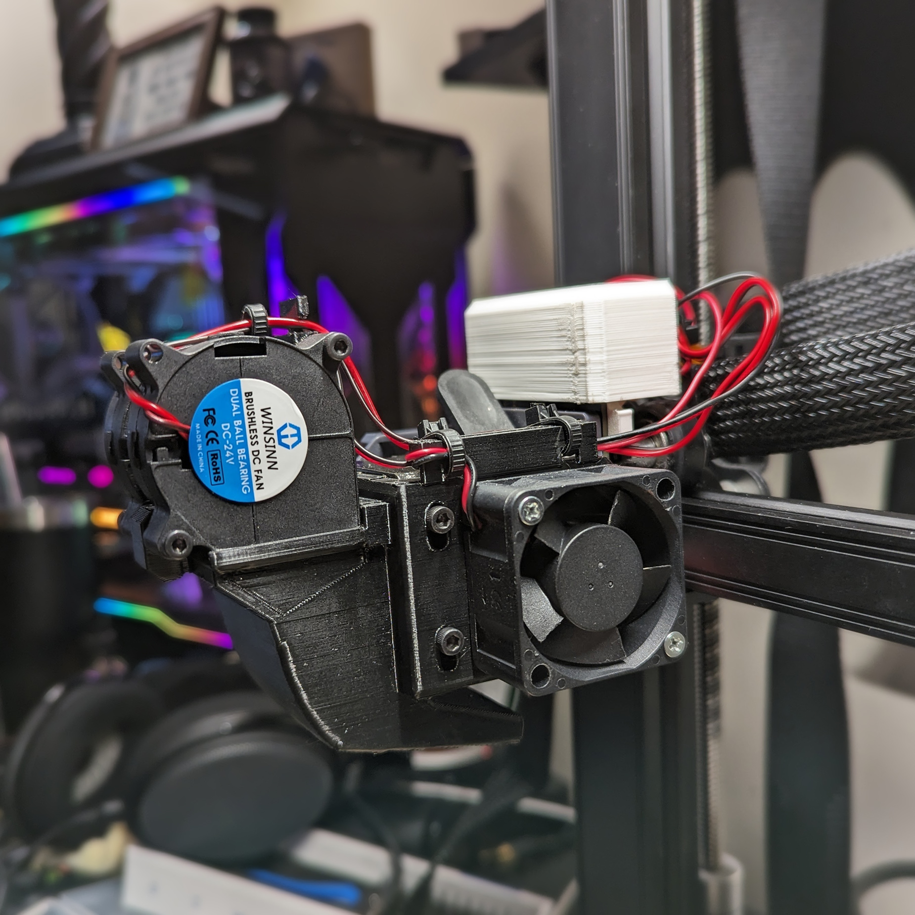 Creality Ender 3 S1 (any sprite model) 4020 Trik3 Cooling Duct, Dual 4020 Blower Fans with a 4020 Axial Fan, Ender 3 S1/S1 Pro/S1 Plus