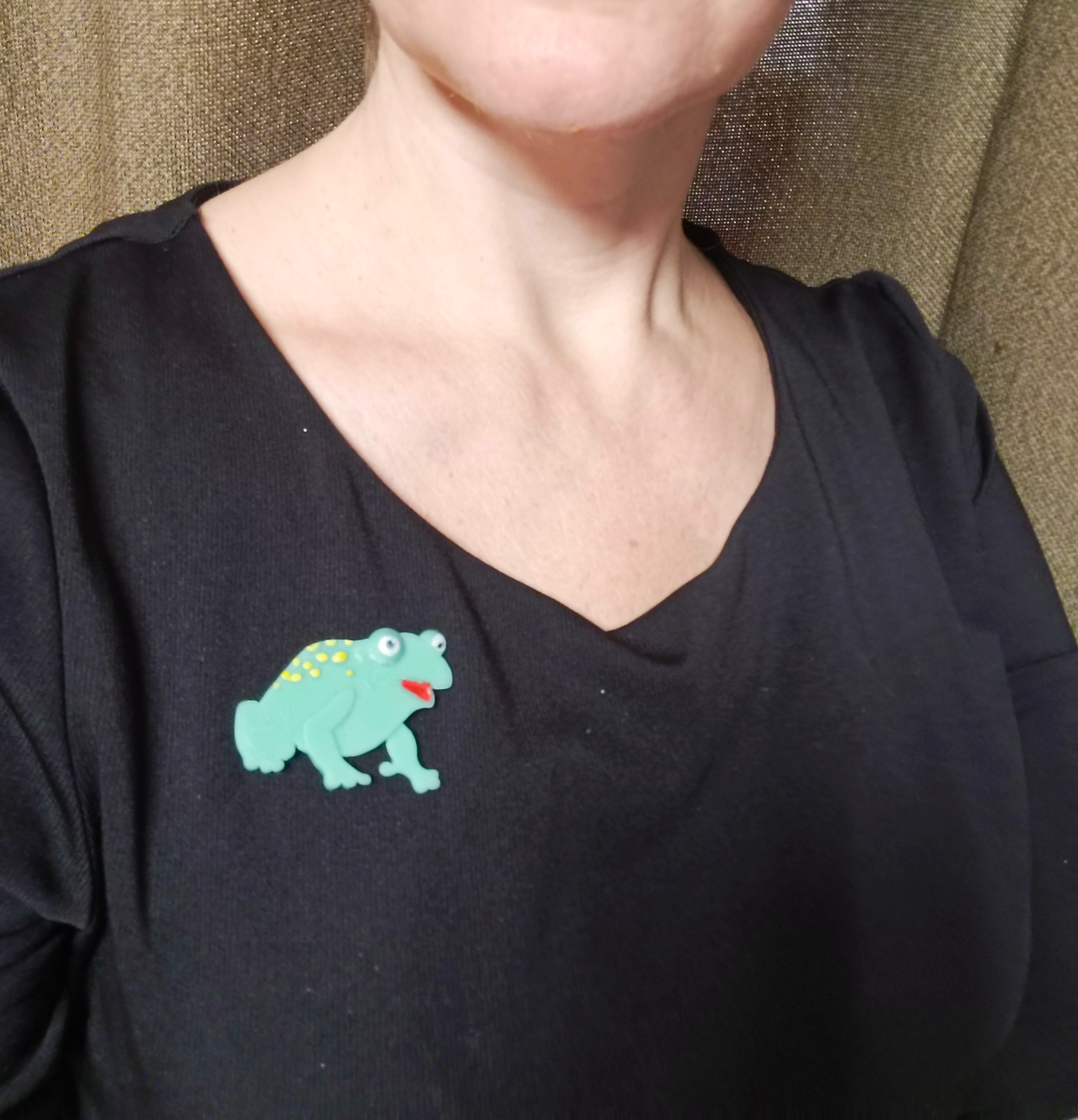 Frog pin, frog earrings, frog brooch