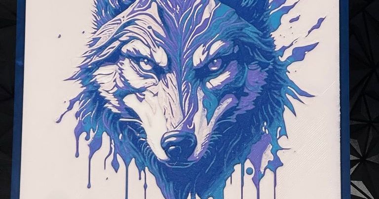 Wolf in Drip Style - Hueforge Print by cyanidesugar | Download free STL ...