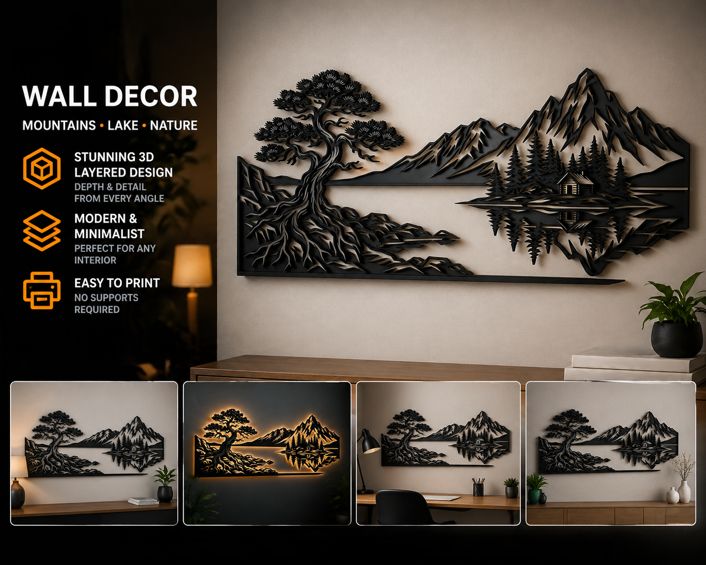 V3 Mountain landscape modern design wall decoration