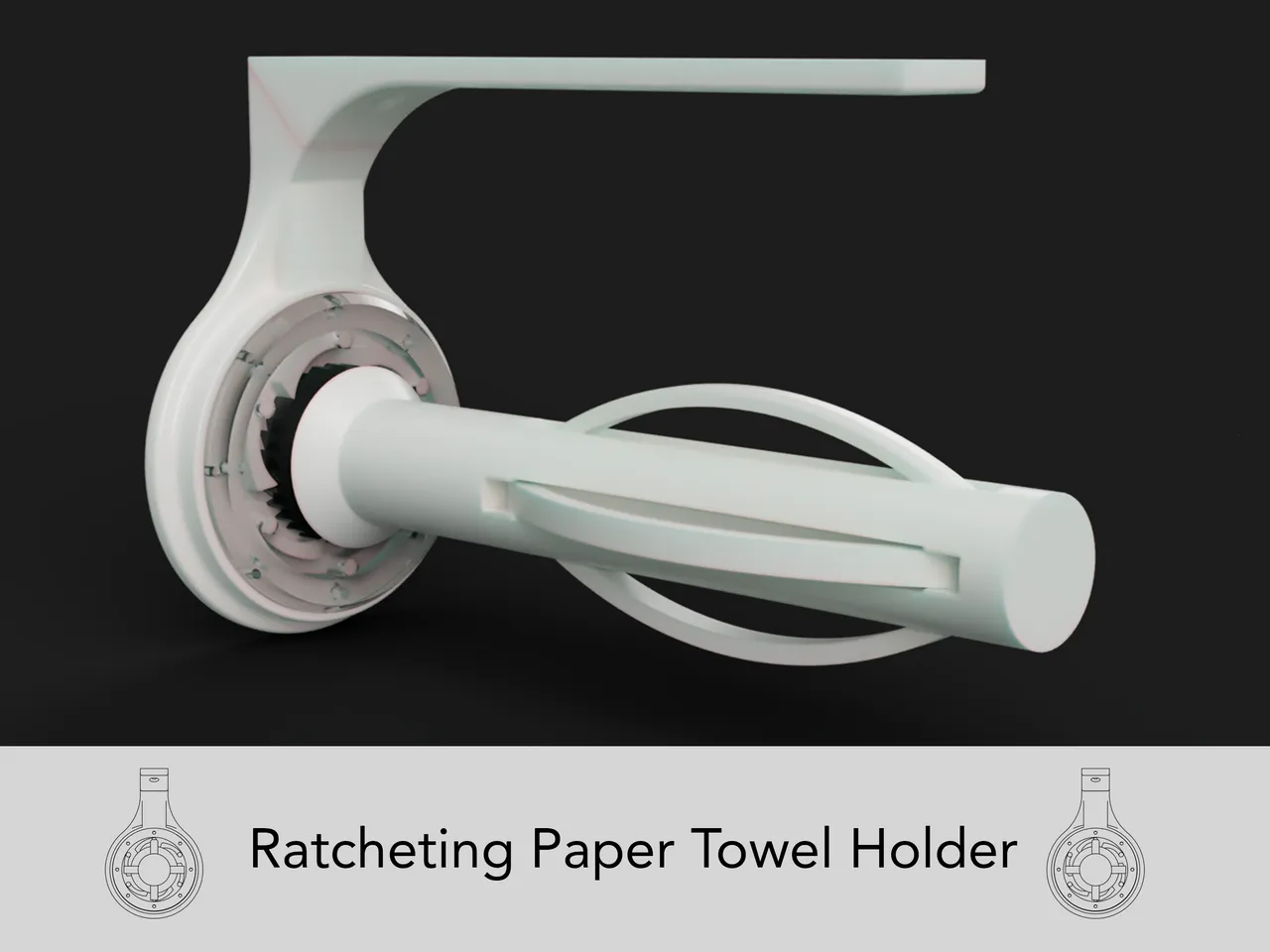 Ratcheting paper towel holder by Ian-__, Download free STL model