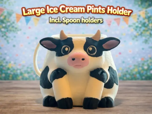 Black and White Cow Ice Cream Pints Holder