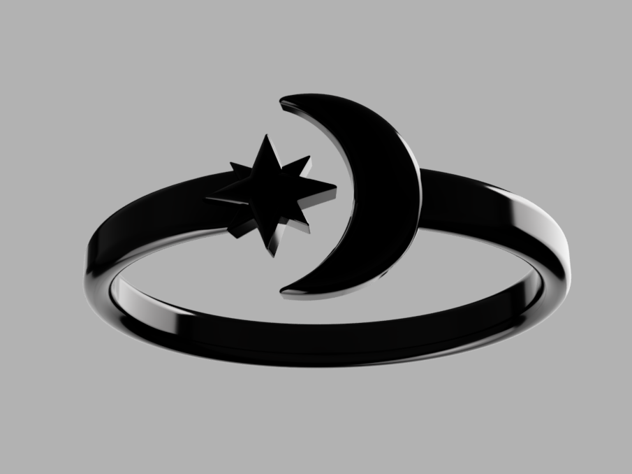Miniatura 2 do modelo 3D Moon and Star Ring