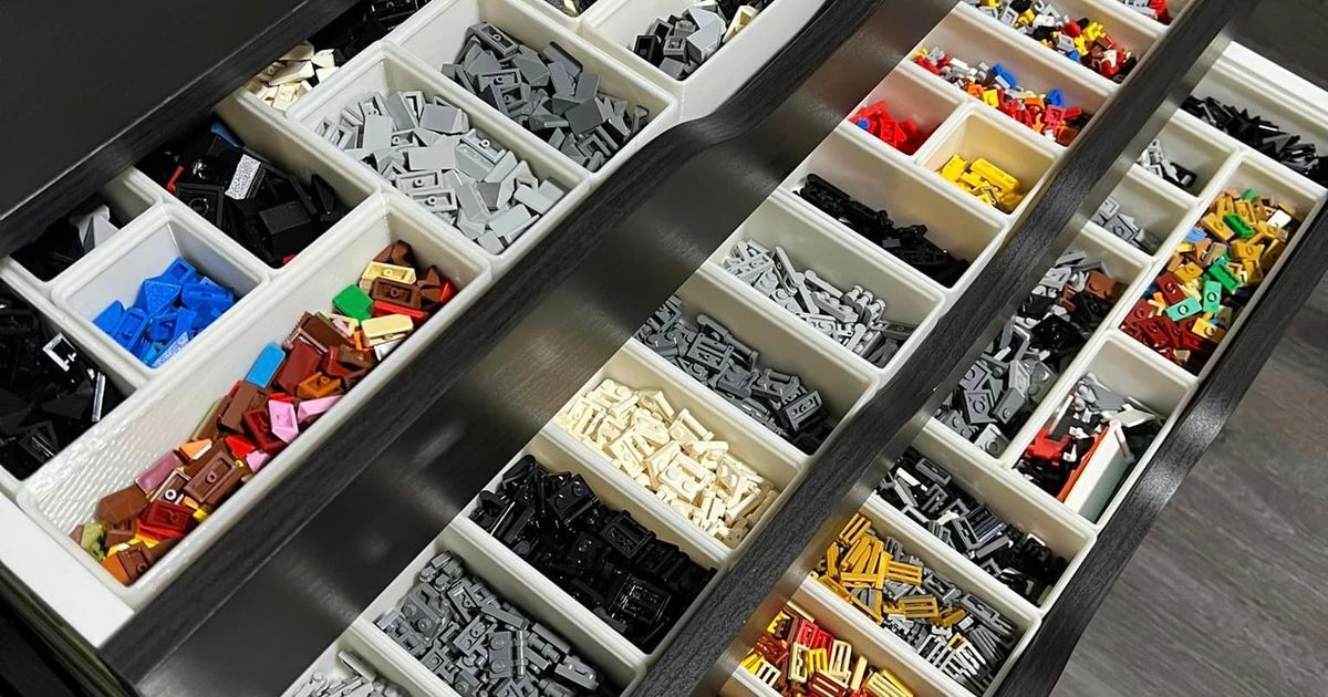 stackable gridfinity lego brick drawer by munzli, Download free STL model