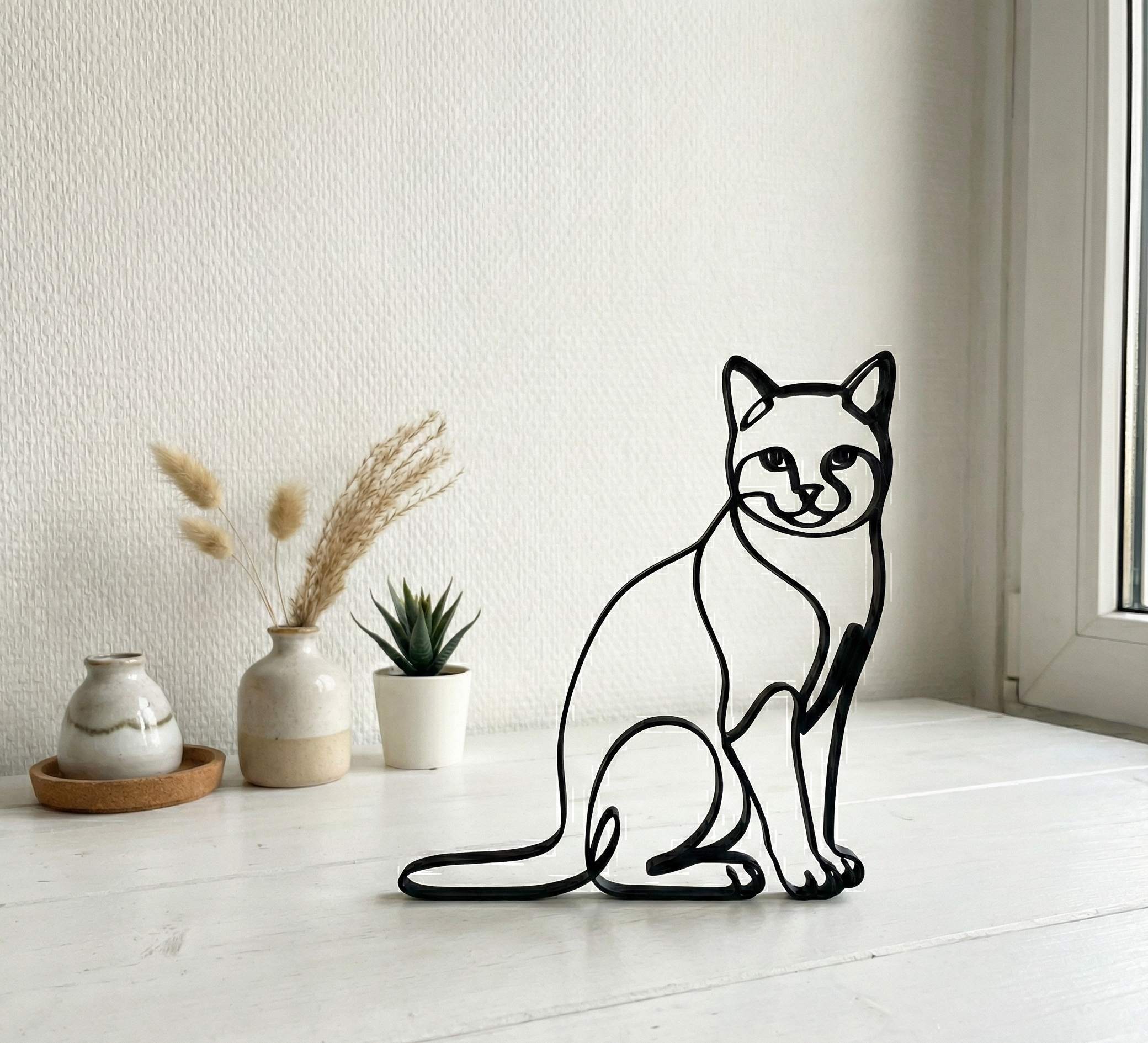 One Line Cat - Minimalist Modern Decor