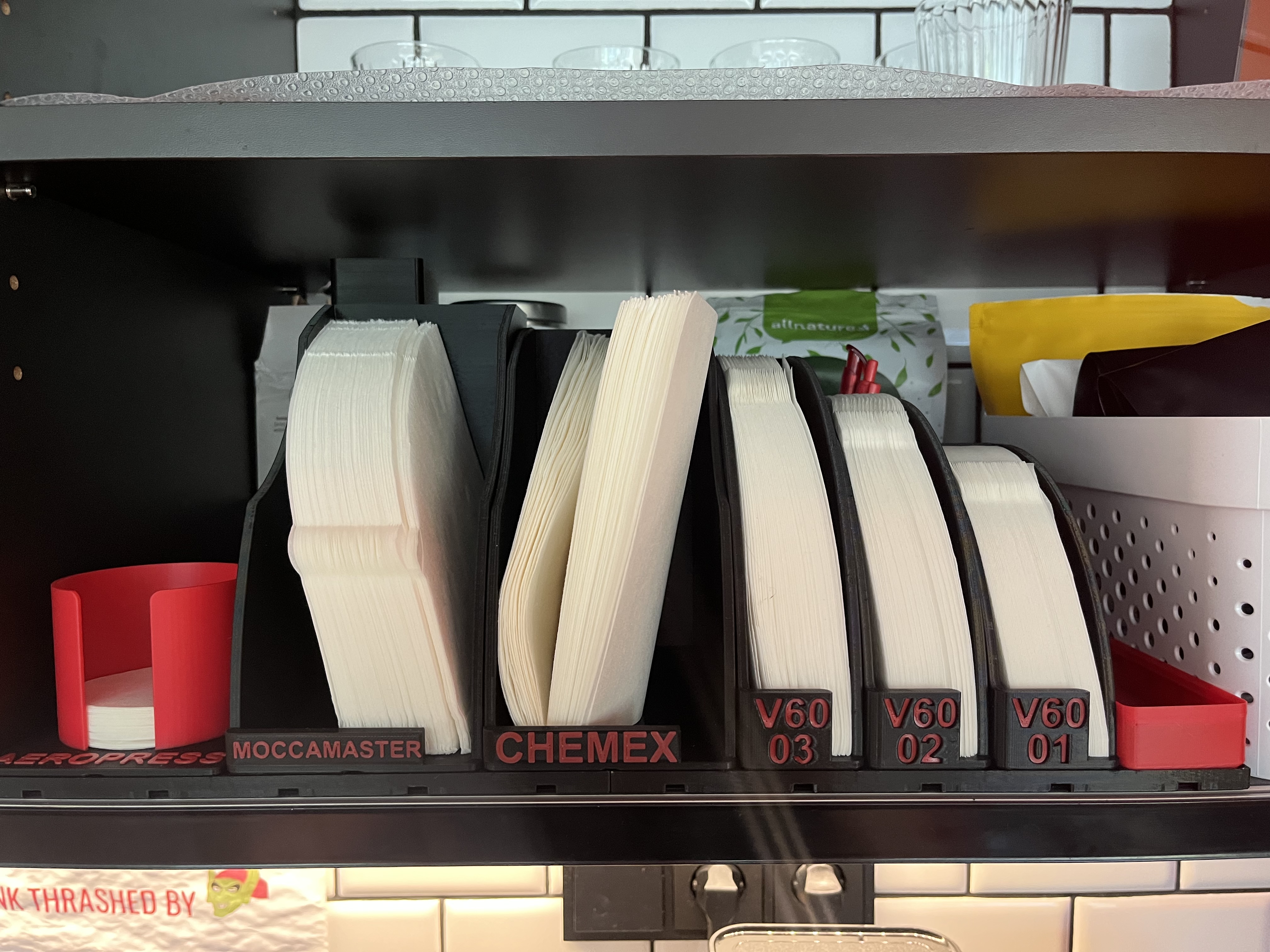 Gridfinity Coffee Filters Organiser - V60, Aeropress, Vacuum Pot, Chemex, Moccamaster 3D model thumbnail