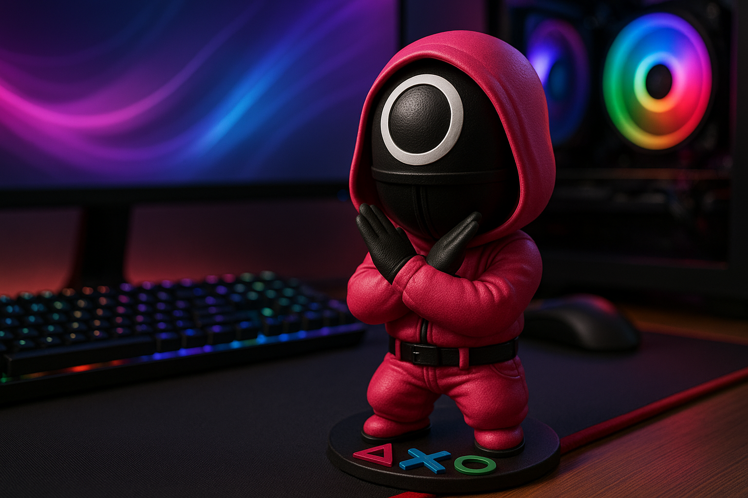Juego del calamar - Guardian - Chibi - Chibi Game Guardian – Collectible Figure with Symbolic Base