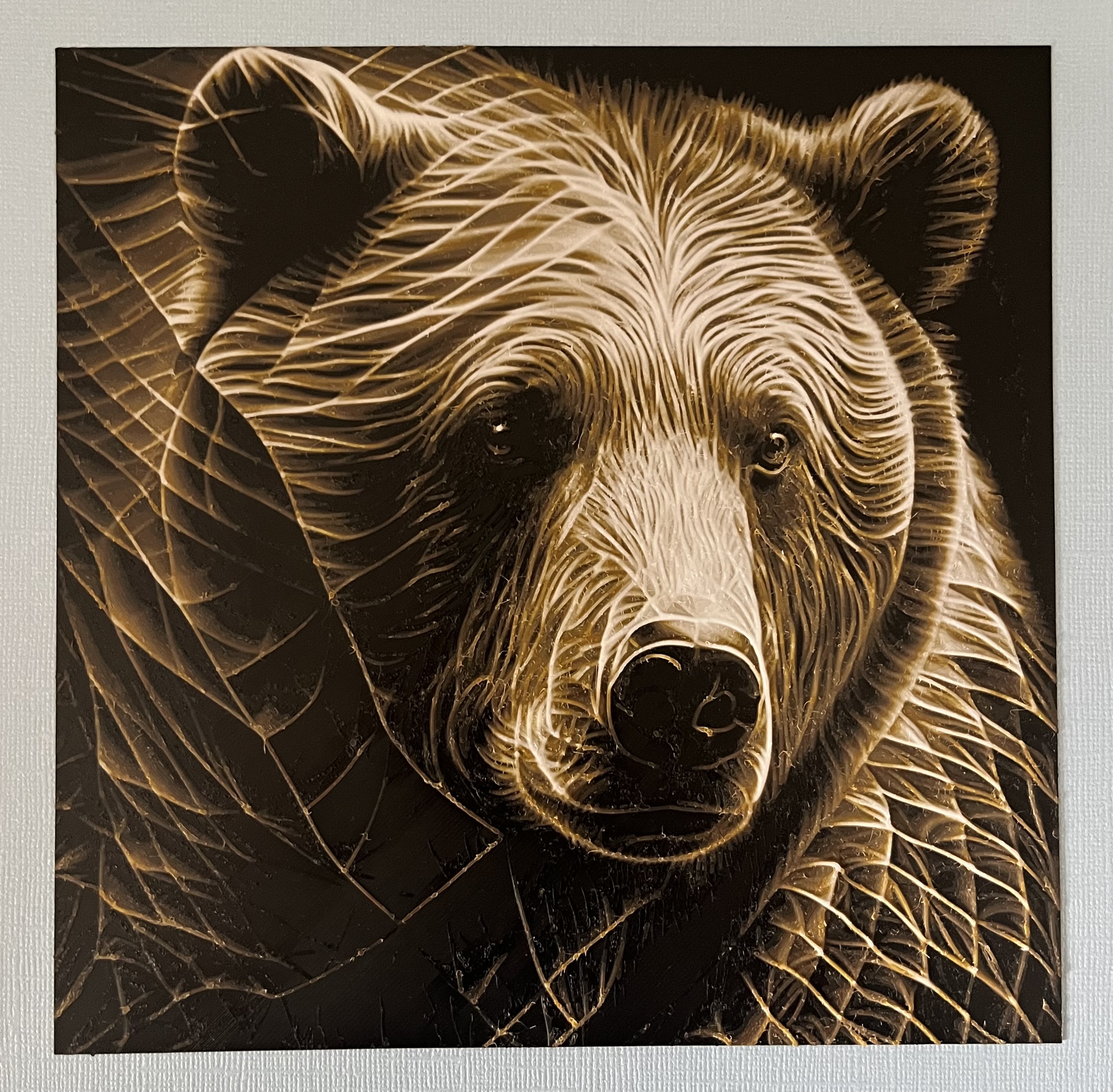 Op Art Bear Portrait 'Filament Painting'