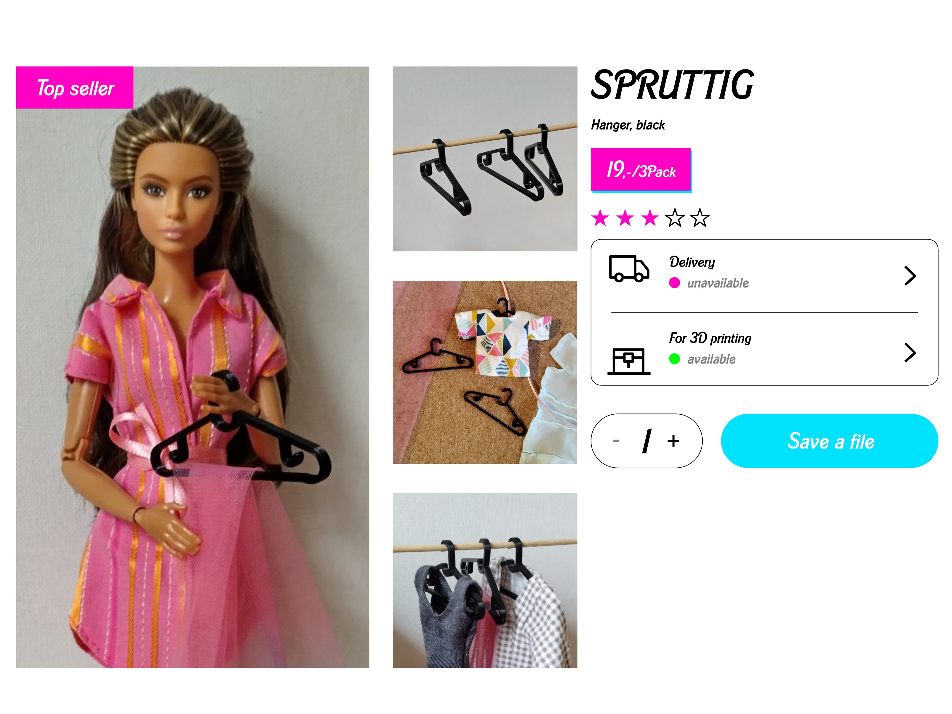 Spruttig Hanger in Doll Size by E3De