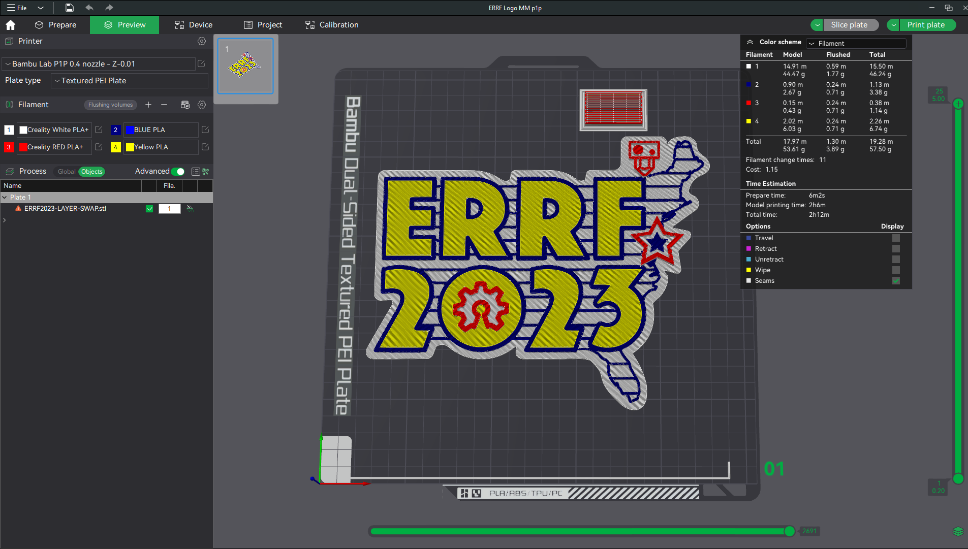 ERRF Logo with Pre-Painted MM for Bambu Studio - P1P/P1S/X1C