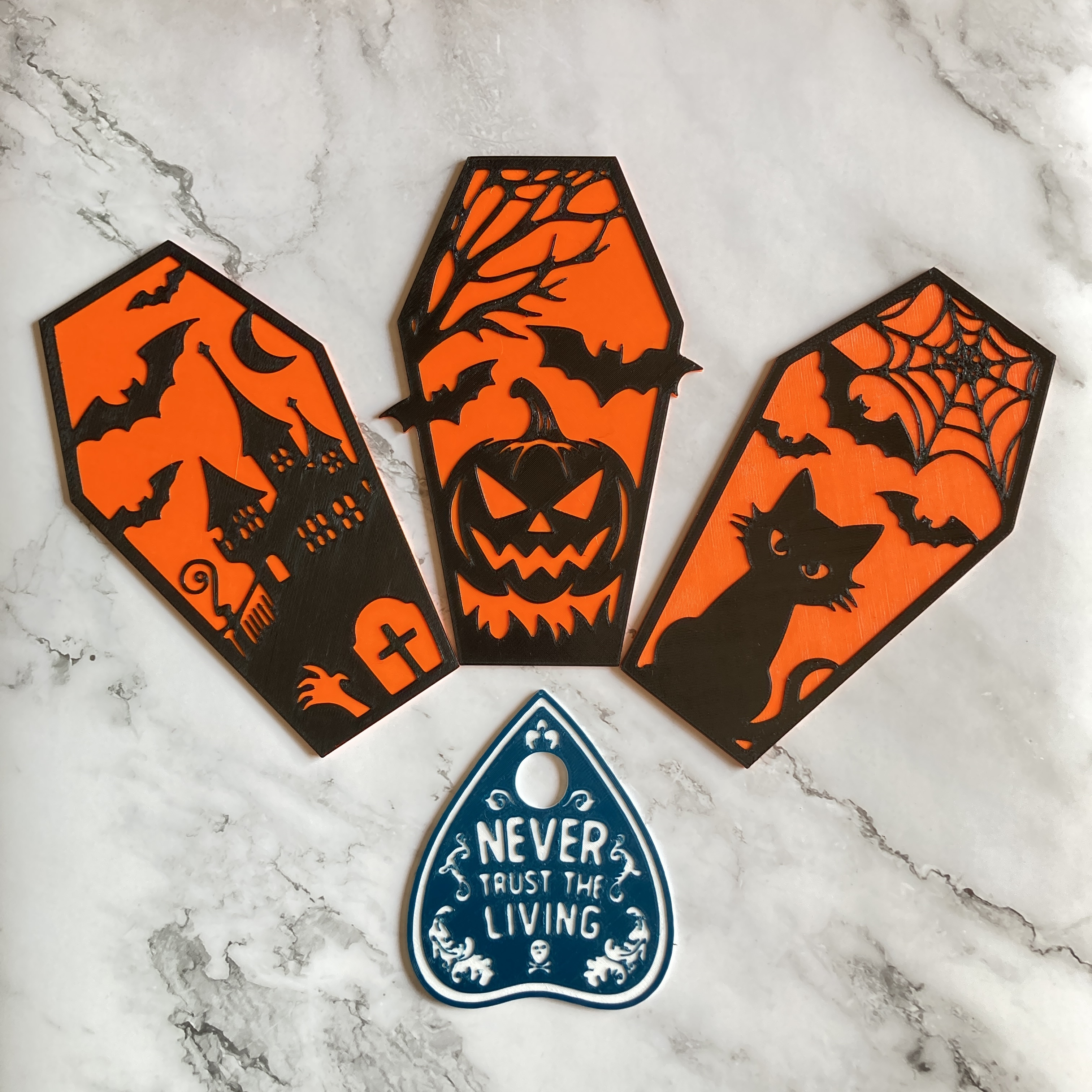 Halloween Coffins and Ouija Planchette (Filament swap version)